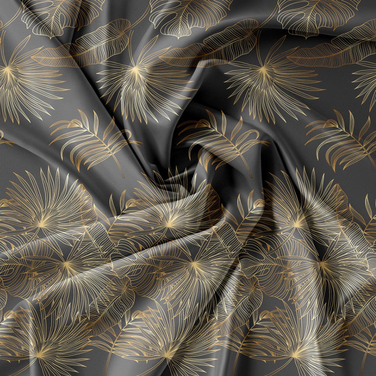 Pościel 140x200 bawełna satynowa 3D Cotton World gruba 2 części 2419 złote liście monstery na szarym tle