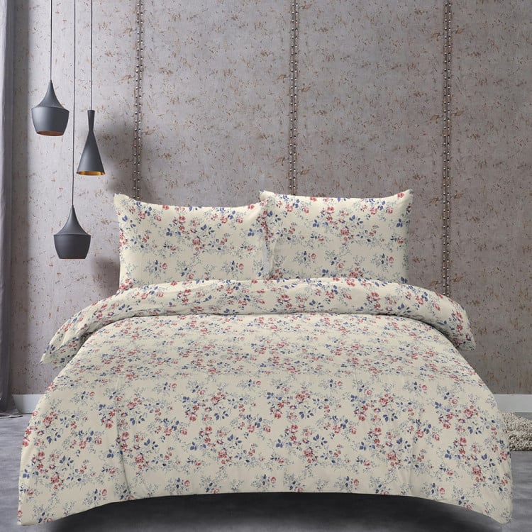 Pościel 200x220 bawełna satynowa 3D Cotton World gruba 3 części 2439 kwiatuszki