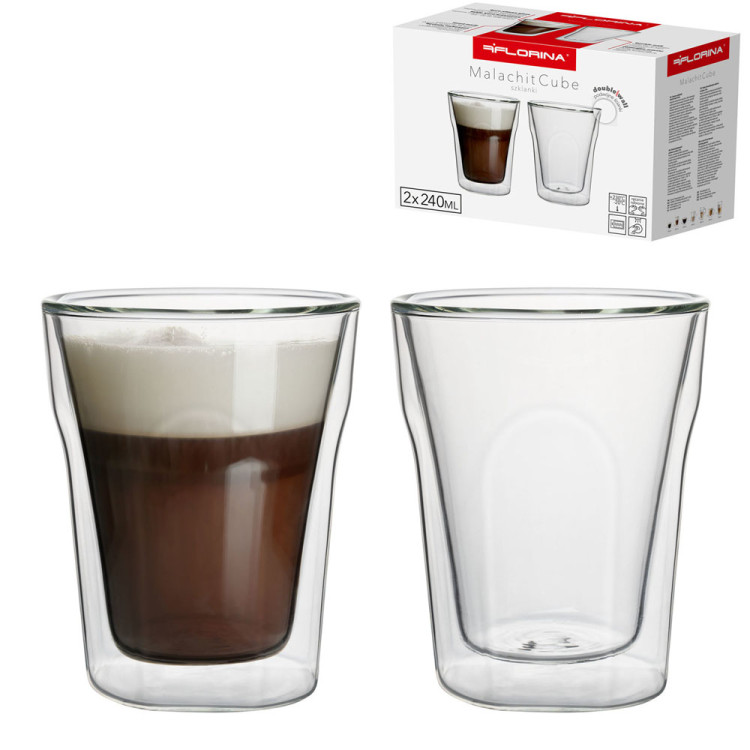 Szklanki termiczne Malachit Cube 240 ml zestaw 6 szklanek