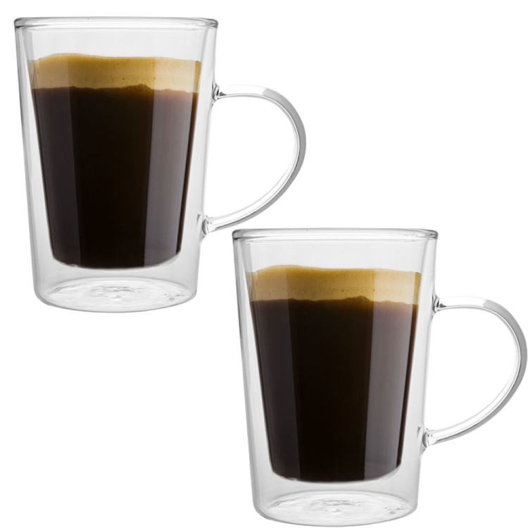 Szklanki termiczne proste z uchem Florina Malachit 340 ml zestaw 2 sztuki