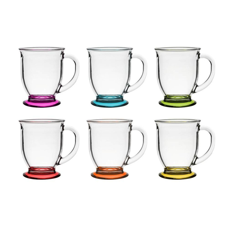 Kubki z uchem Kubas Glasmark kolorowe dno 400 ml zestaw 6 kubków
