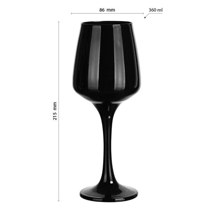 Kieliszki do wina Glasmark 360 ml komplet 6 sztuk czarne i białe