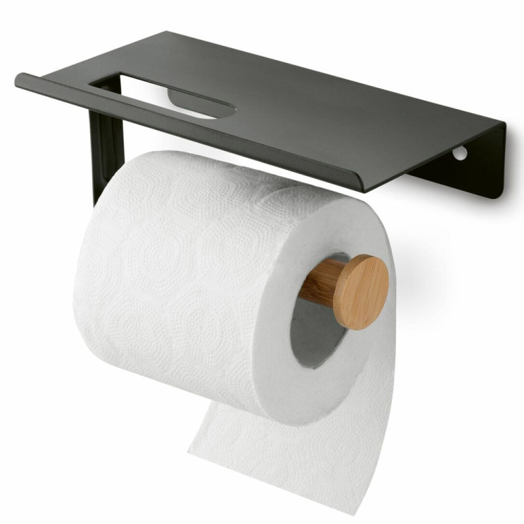 Uchwyt wieszak łazienkowy na papier toaletowy Tadar Wood czarny