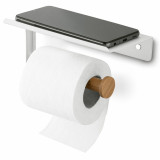 Uchwyt wieszak łazienkowy na papier toaletowy Tadar Wood biały