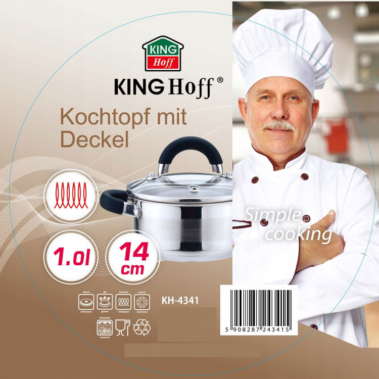 Garnek z pokrywką KingHoff KH 4341 1.0 L stalowy INDUKCJA