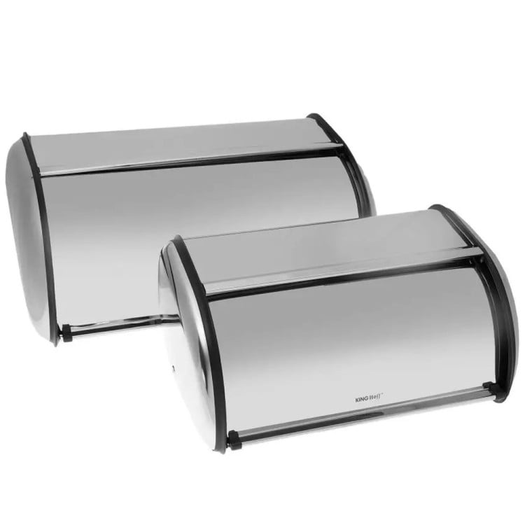 Chlebaki metalowe KINGHoff 3201M zestaw 2 pojemników metalowe srebrne