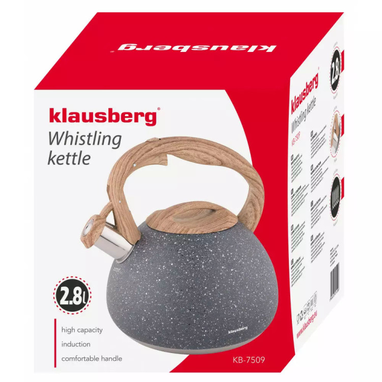Czajnik z gwizdkiem Klausberg KB 7509 tradycyjny indukcyjny SZARY