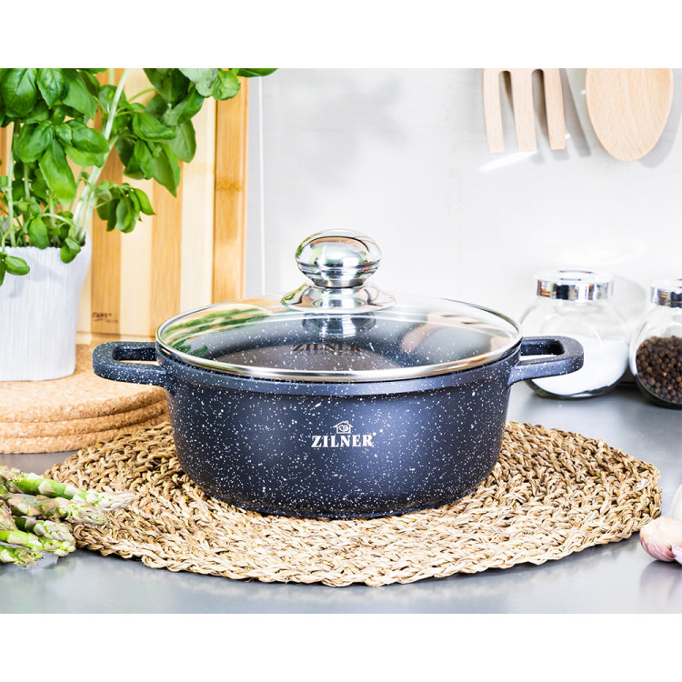 Garnek marmurowy z pokrywką Zilner ZL 9003 2.3L na indukcję 20 cm