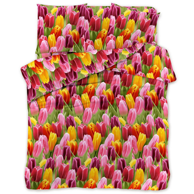 Pościel 140x200 bawełna satynowa 3D Cotton World gruba 2 części 2472 tulipany