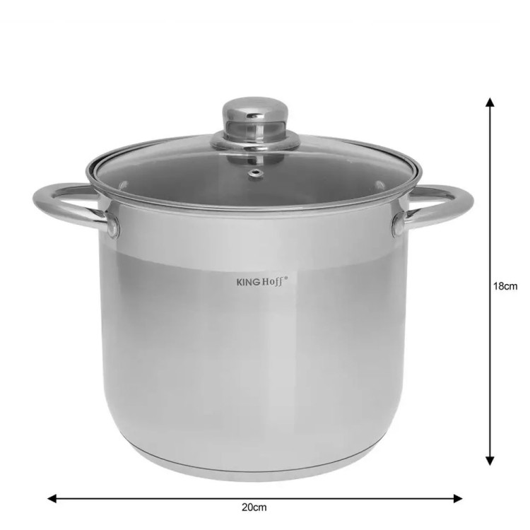 Garnki zestaw 3 dużych garnków stalowych 18/20/22 KINGHoff KH 4309 Gaz Indukcja 4.1/5.6/7.2 litra
