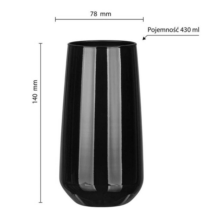 Szklanki czarne błyszczące Glasmark 430 ml zestaw 6 szklanek do napojów wody drinków