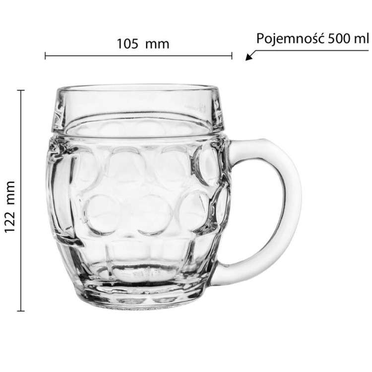 Kufel do piwa baryłka Glasmark 500 ml z uchem szklany