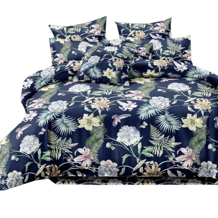 Pościel 160x200 bawełna satynowa 3D Cotton World gruba 3 części 1702 kwiaty