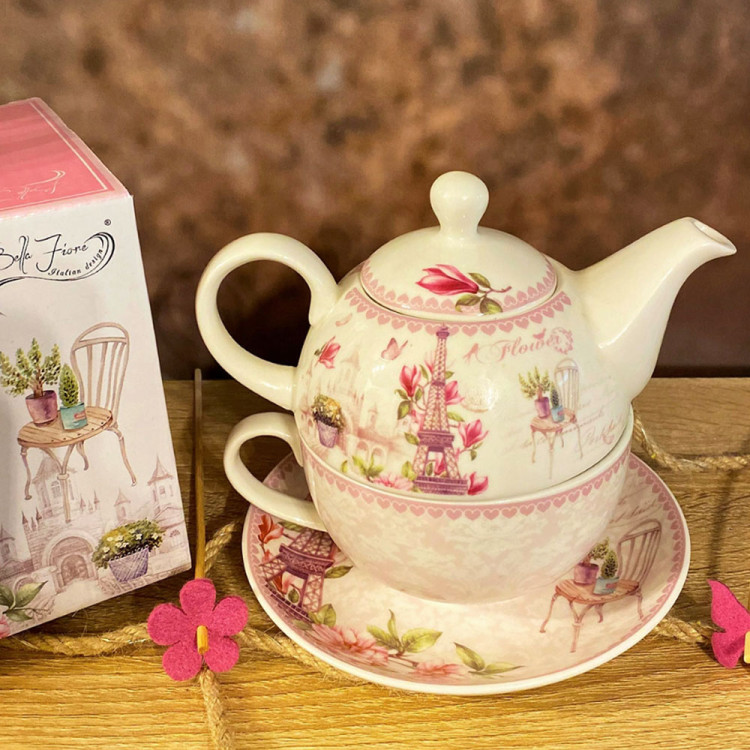 Dzbanek z filiżanką 450 ml Bella Fiore Wieża Eiffla 9161