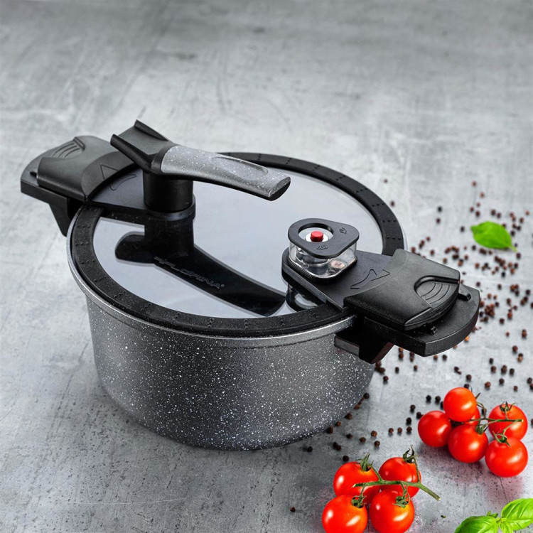Garnek próżniowy Florina Deli Cook aluminiowy 4,2 l 24 cm szybkowar gotowanie przy niskim ciśnieniu