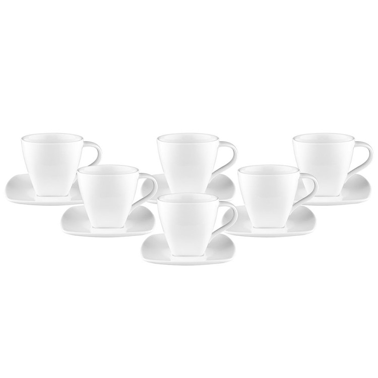 Komplet porcelanowych filiżanek 330 ml ze spodkami dla 6 osób Florina Arcadia