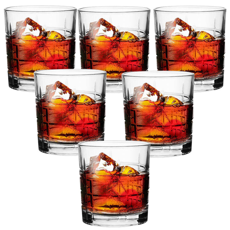 Szklanki do whisky drinków zestaw 6 szklanek 280 ml kratka