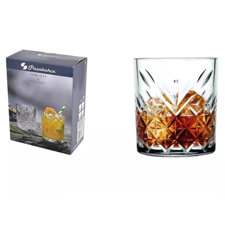 Szklanki do whisky szlifowane Pasabahce Timeless 355 ml zestaw 4 szklanek Szklanki do whisky szlifowane Pasabahce Timeless 355 ml zestaw 4 szklanek