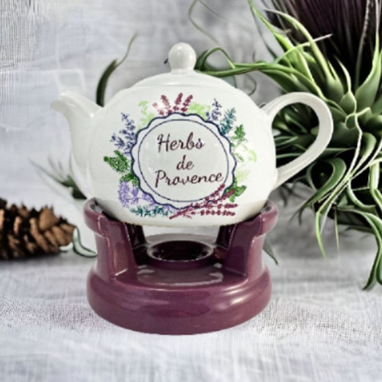 Czajnik 1L Dzbanek z podgrzewaczem zestaw z 2 kubkami Imbryk Herbs BL-T-45 Tragar