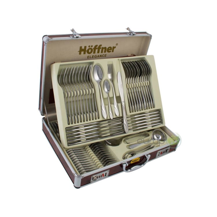 Sztućce w walizce Hoffner HF 2660 SATYNA stal 72 elementy zestaw widelce łyżki Sztućce w walizce Hoffner HF 2660 SATYNA stal 72 elementy zestaw widelce łyżki