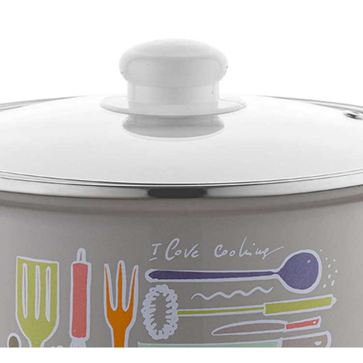 Garnek emaliowany 2.6 L prosty z pokrywką 18cm Emalia Pleszew Staffio