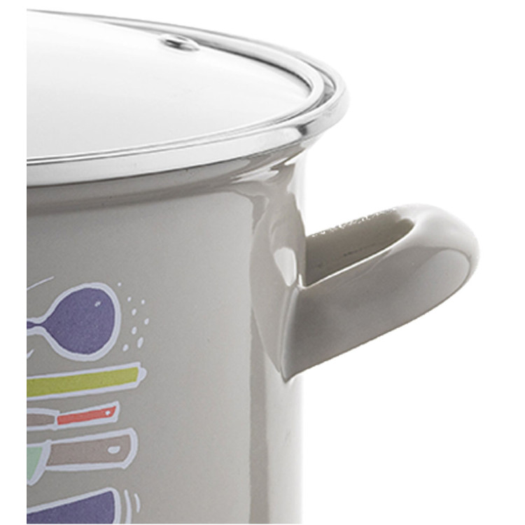 Garnek emaliowany 2.6 L prosty z pokrywką 18cm Emalia Pleszew Staffio