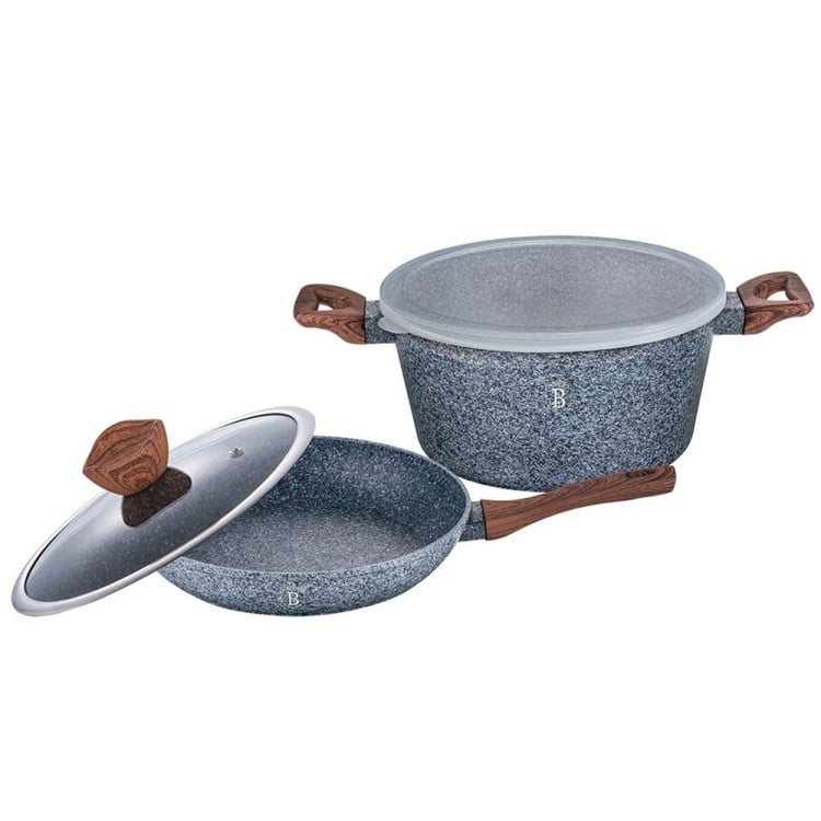 Garnki BERLINGER HAUS BH-1530 Forest Line zestaw 12 elementów garnki granitowe Indukcja gaz