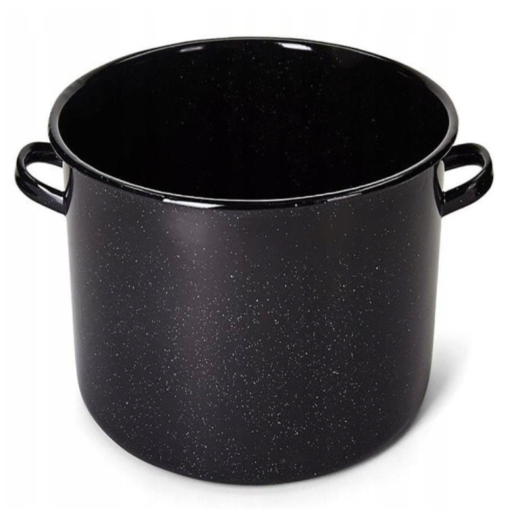 Garnek emaliowany czarny 53 L prosty duży kociołek z pokrywką 45 cm TR 5876 indukcja gaz