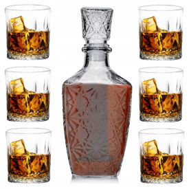 Zestaw do whisky karafka szklana 1000 ml + 6 grubych szklanek 280 ml