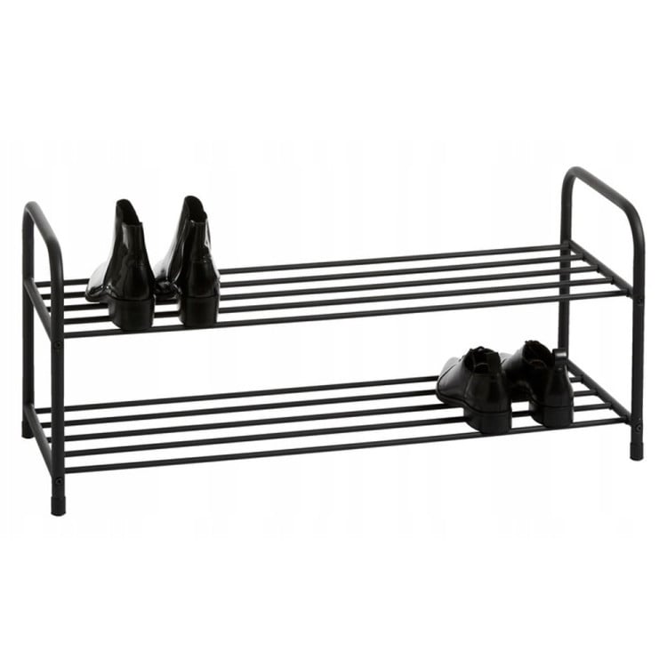 Półka na buty 65x26x34 cm metalowa czarna 2-poziomowa Elitehoff E 6250