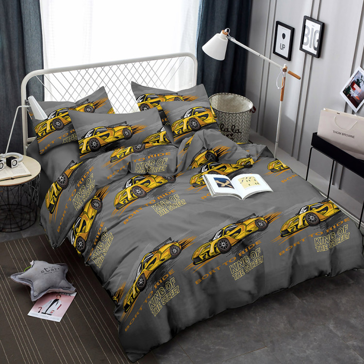 Pościel 160x200 dla dzieci bawełna satynowa 3D Cotton World gruba 3 części 2512 samochód wyścigowy