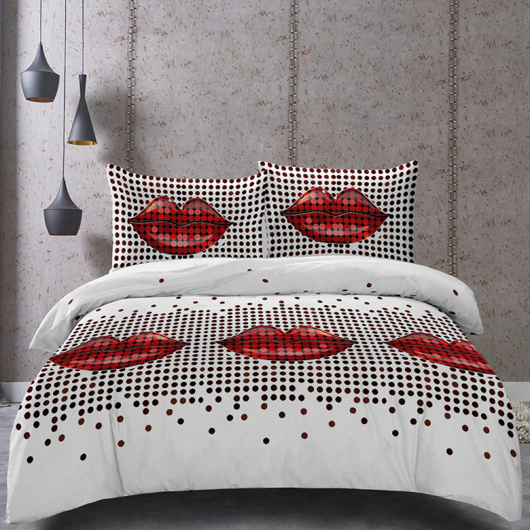 Pościel 200x220 bawełna satynowa 3D Cotton World gruba 3 części 2489 usta