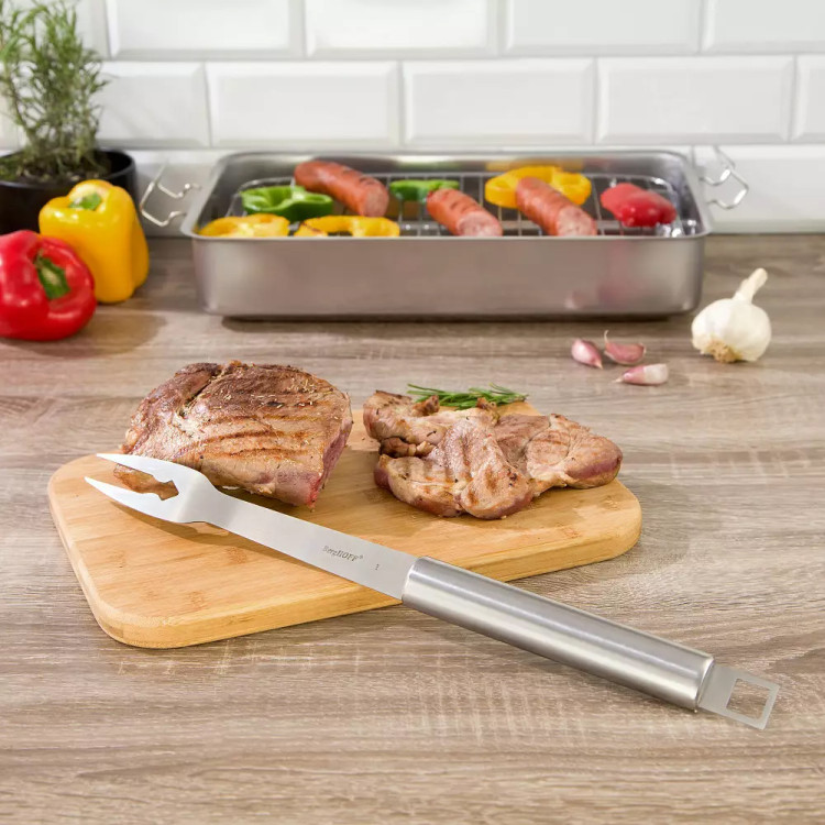 Widelec do grilla 43.5 cm solidny długi stalowy