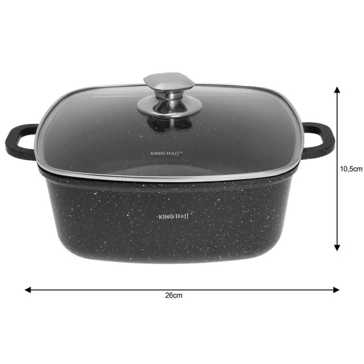 Garnek marmurkowy kwadratowy 5.5 l z pokrywką Kinghoff KH 1604 indukcja gaz