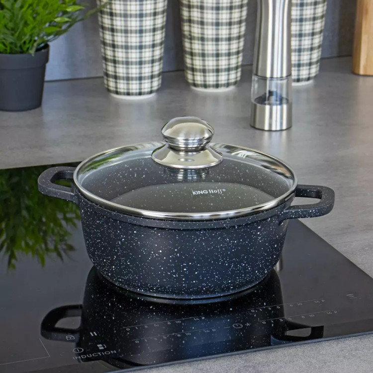 Garnek marmurkowy 4.5 l z pokrywką Kinghoff KH 1595 indukcja gaz