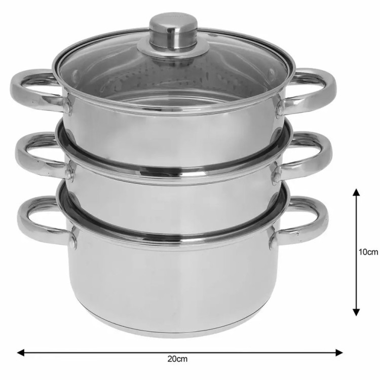 Garnek do gotowania na parze 3.1 l parowar 20 cm stalowy 4 elementy Kinghoff KH 3321