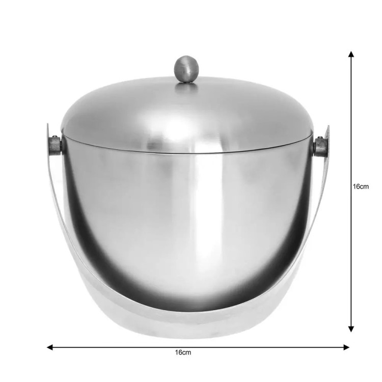 Pojemnik do lodu 1.75 l stalowy cooler na lód Kinghoff KH 1492 zestaw ze szczypcami i uchwytem