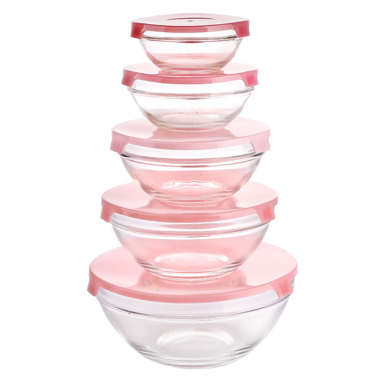 Salaterki z pokrywkami Verdure New 90/150/280/400/710 ml pojemniki szklane zestaw 5 sztuk Florina