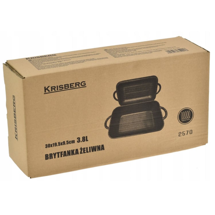 Brytfanna żeliwna z pokrywą grillową Krisberg KR 2570 3.8 L garnek ciężki na indukcję