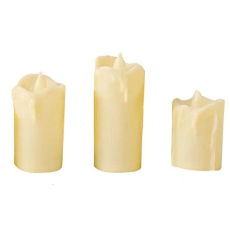 Świeczki LED imitacja wosku zestaw 3 sztuk 5.8/7/8.5 cm wkłady LED do zniczy