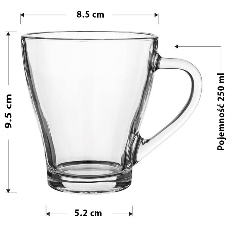 Kubek przezroczysty szklanka Galicja Lili 250 ml zestaw 12 szklanek