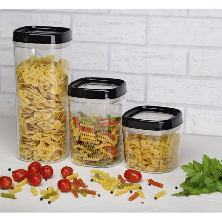 Pojemnik spożywczy 600 ml przezroczysty z szczelną czarną pokrywką Galicja Amos 29569