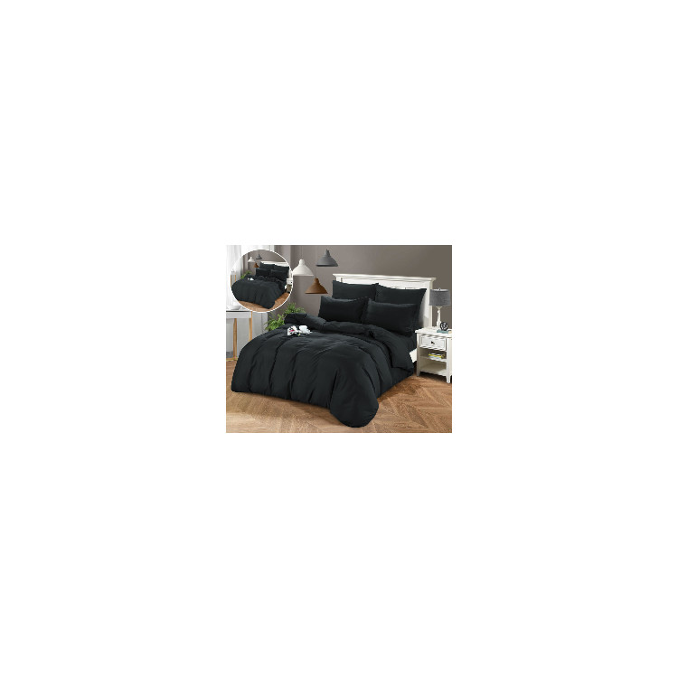 Pościel dwustronna 140x200 mikrofibra Cotton World 2 części 2611 czarna
