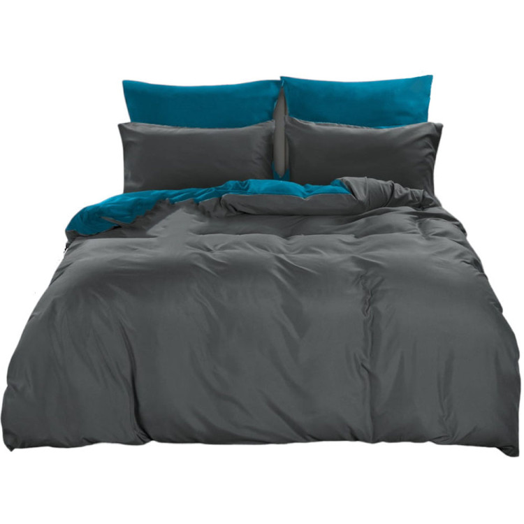 Pościel dwustronna 140x200 mikrofibra Cotton World 2 części 2484 szaro-turkusowa