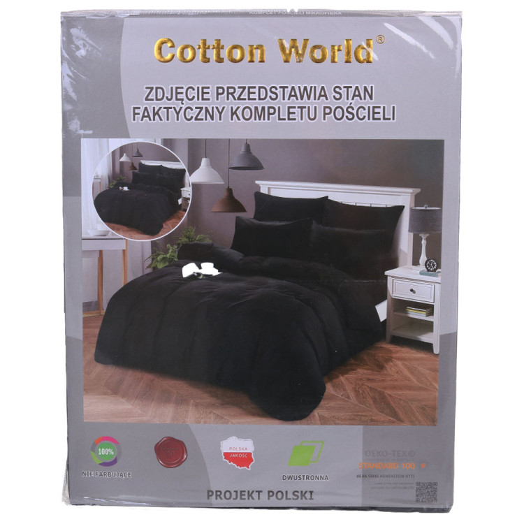 Pościel dwustronna 140x200 mikrofibra Cotton World 2 części 2611 czarna