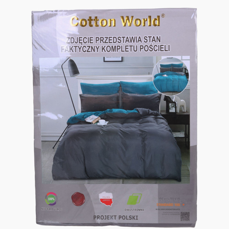 Pościel dwustronna 140x200 mikrofibra Cotton World 2 części 2484 szaro-turkusowa