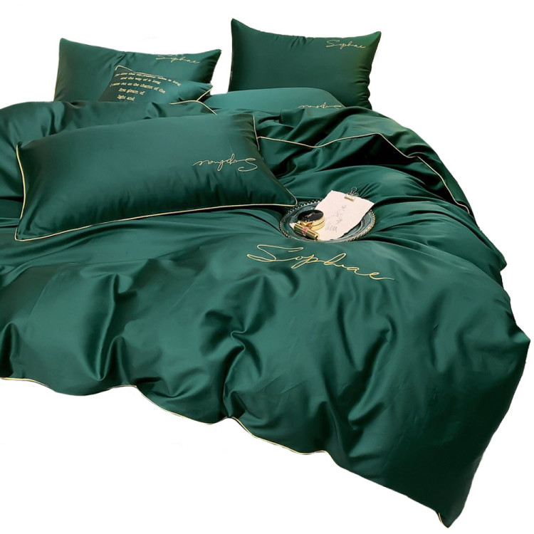 Pościel haftowana 140x200 mikrofibra Cotton World 2 części 2603 zieleń