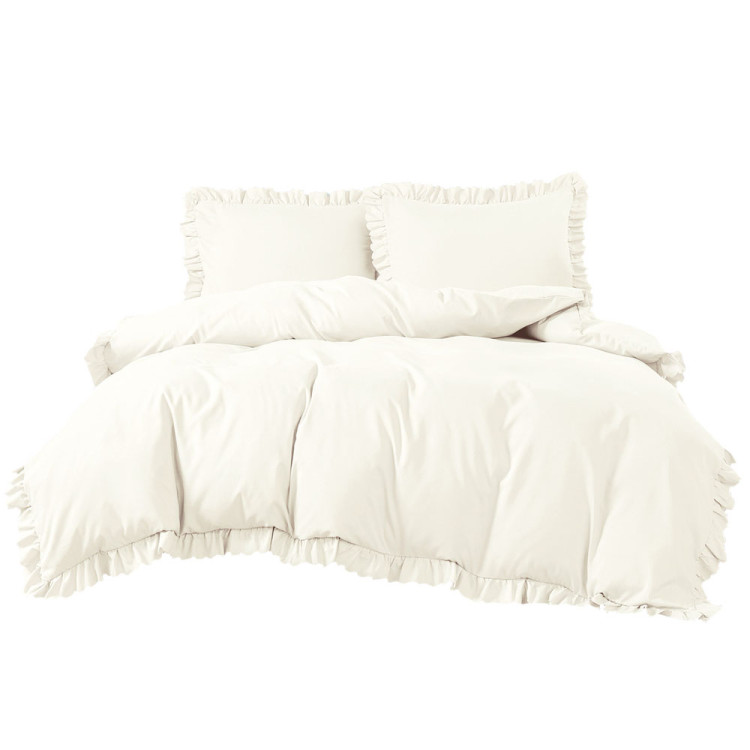 Pościel z falbanką 220x200 mikrofibra Cotton World 3 części 2594 kremowy