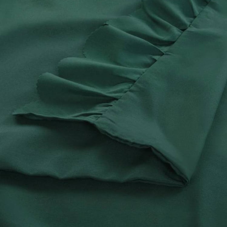 Pościel z falbanką 220x200 mikrofibra Cotton World 3 części 2595 zielona