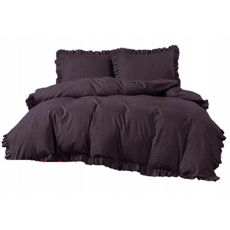 Pościel z falbanką 220x200 mikrofibra Cotton World 3 części 2590 brązowa